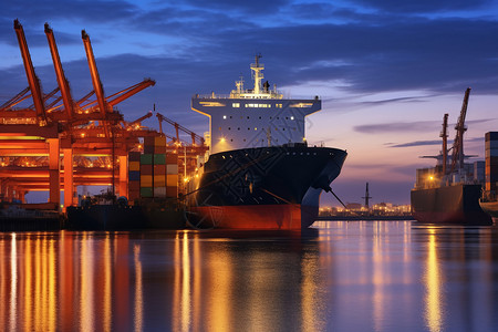 港口的货轮进口货物图片素材