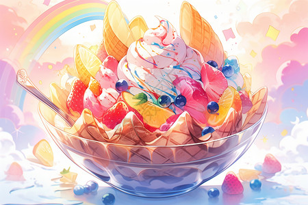 水果和糖果的冰淇淋图片