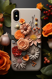 手机壳背面的装饰花背景图片