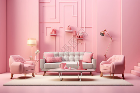 粉色少女心客厅背景图片