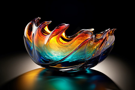 玻璃制品玻璃琉璃质感的果盆设计图片