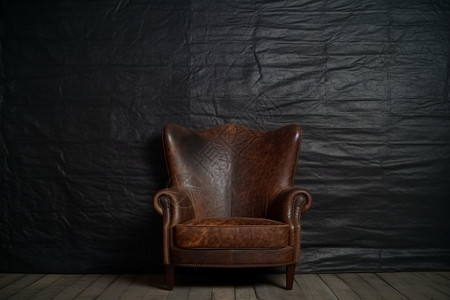 棕色牛皮单人沙发座椅高清图片