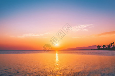 天堂海滩海洋日出日落海面背景