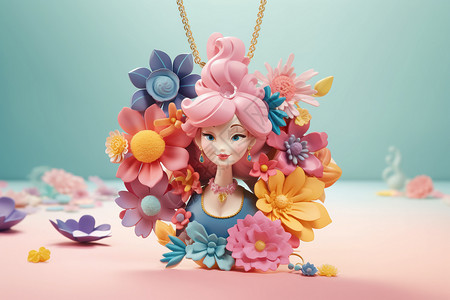 粉色吊坠公主花卉设计图片