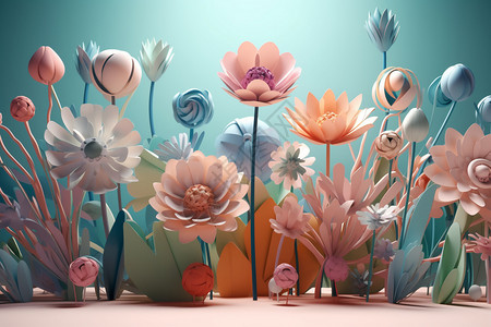 梦幻的3D花朵背景图片
