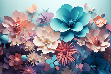 剪纸艺术的花朵背景高清图片