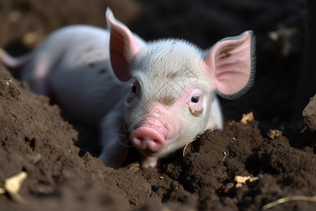 泥地里的可爱小猪图片