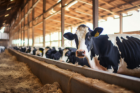 喂养的一群奶牛农场高清图片素材