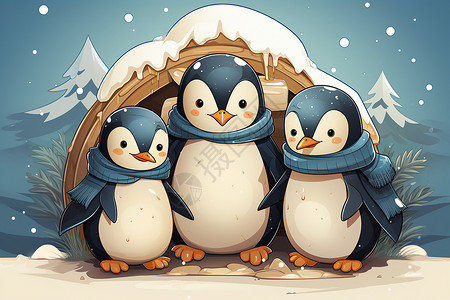 冬季场景的企鹅图片