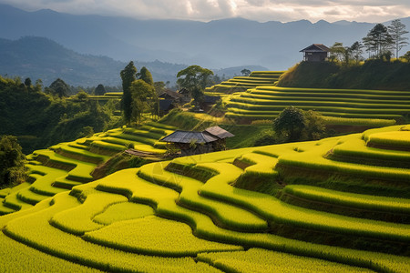 阶梯式田地图片