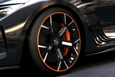 轮辋和轮胎的复杂细节图片