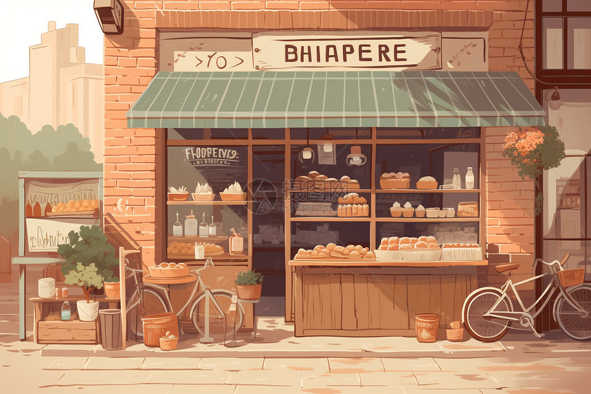 一家面包店和咖啡馆图片