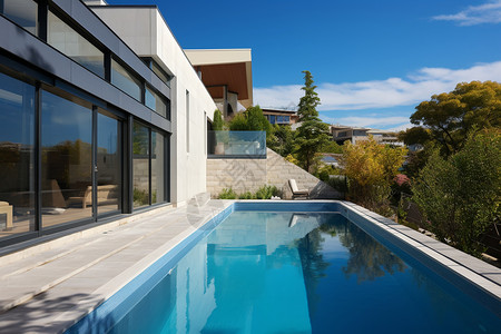 泳池蓝色天井背景图片