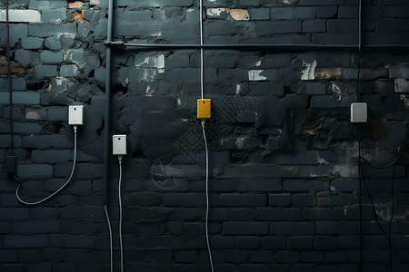 电线电缆素材砖墙背景设计图片