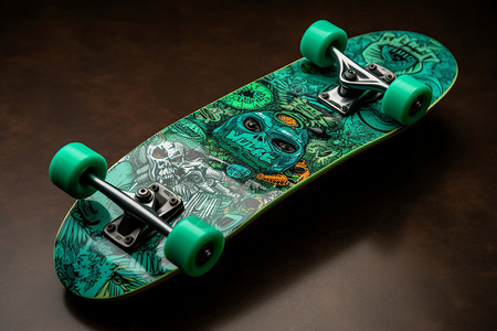 炫酷的绿色背板滑板背景图片