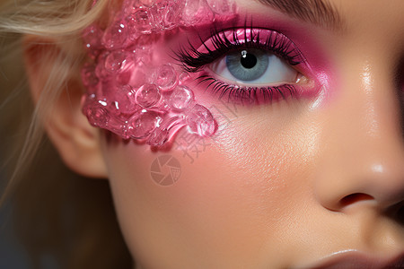 创意粉色系眼妆的特写背景图片