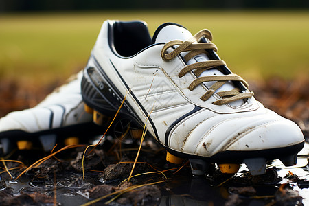 耐脏的白色足球鞋背景图片