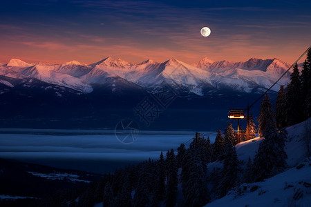 白雪皑皑的阿尔卑斯山景观高清图片