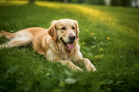 户外公园玩耍的金毛犬背景图片