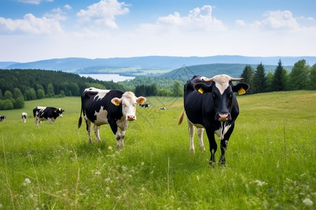 草地上的奶牛牛奶高清图片素材
