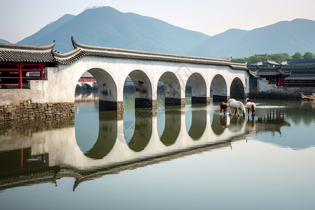 墙壁上的石拱背景图片