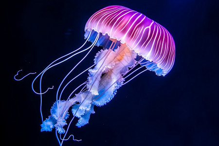 粉色透明水母水族馆里美丽的水母背景