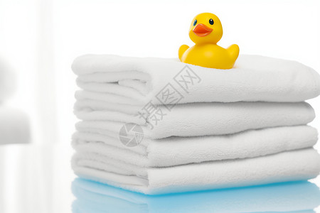 浴巾和一只小黄鸭图片