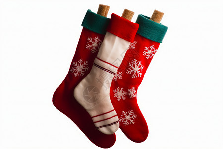 白色背景上的圣诞节服饰袜子背景图片