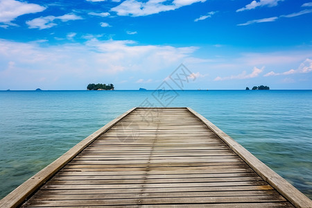 海边干净的木板码头高清图片