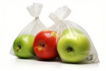 透明胶袋装着的水果背景