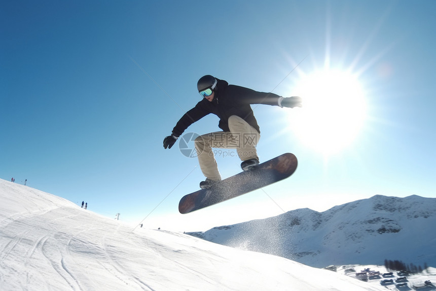 冬天雪山滑雪场滑雪的男子图片