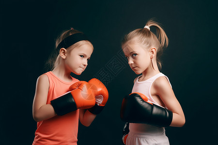 工作室训练跆拳道的姐妹图片