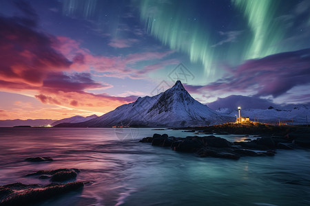 美丽的冰岛北极星景观高清图片