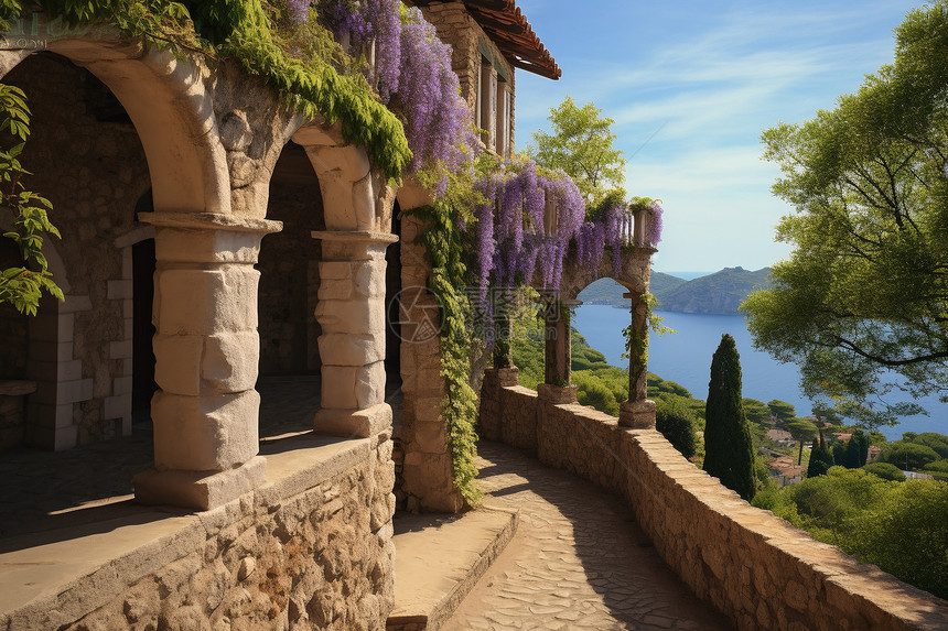 美丽地中海花园建筑景观图片