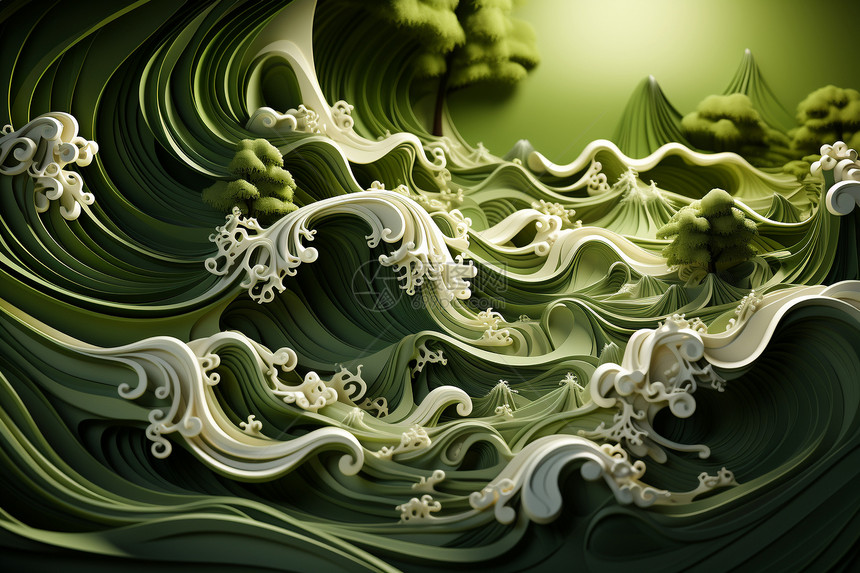 抽象绿色波浪的迷人魅力图片