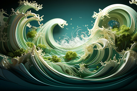 抽象高清水溅波浪效果的抽象风景设计图片