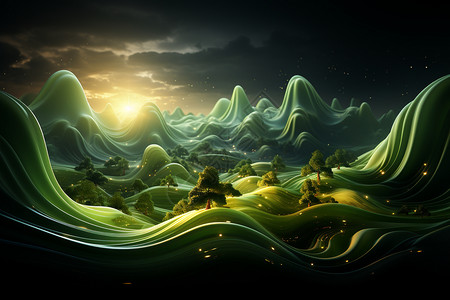 绿色的抽象风景壁纸背景图片