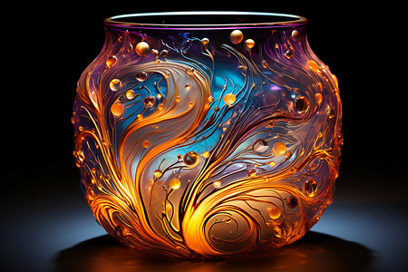 流体装饰彩色玻璃质感艺术品设计图片