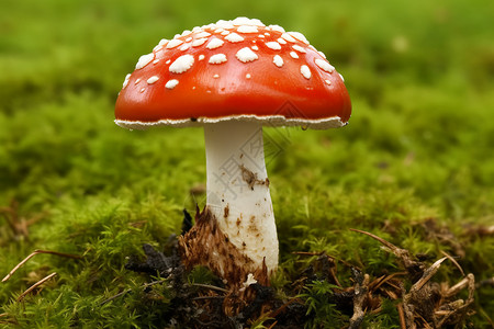 红色的蘑菇鹅膏背景高清图片