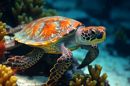 花纹特殊的海龟背景图片