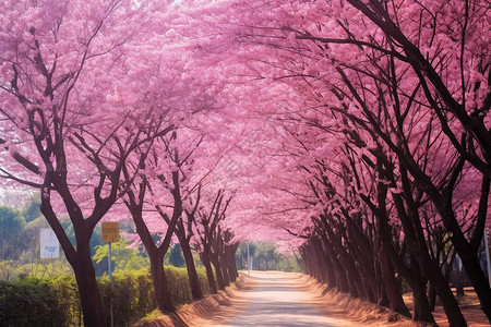 日本的樱花大道背景图片