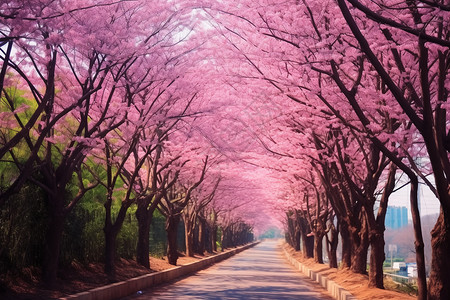 公园的樱花大道图片