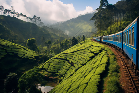 斯里兰卡火车斯里兰卡的山脉背景