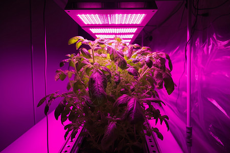紫色的灯光照着植物背景图片