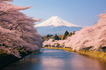 富士山的美丽景观背景图片