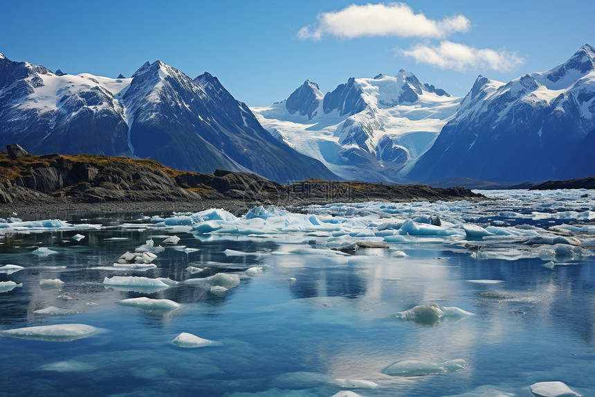 自然山脉中的冰川图片