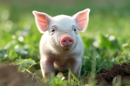 迷你的快乐小猪动物高清图片素材