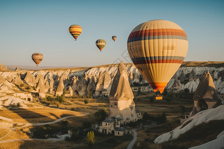 土耳其夏天天空中的热气球图片