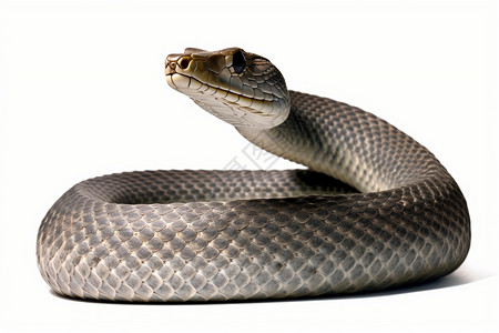 白色背景上的眼镜王蛇高清图片