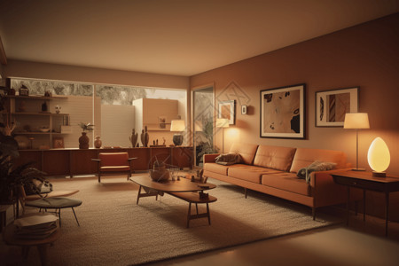 现代客厅的灯光图片